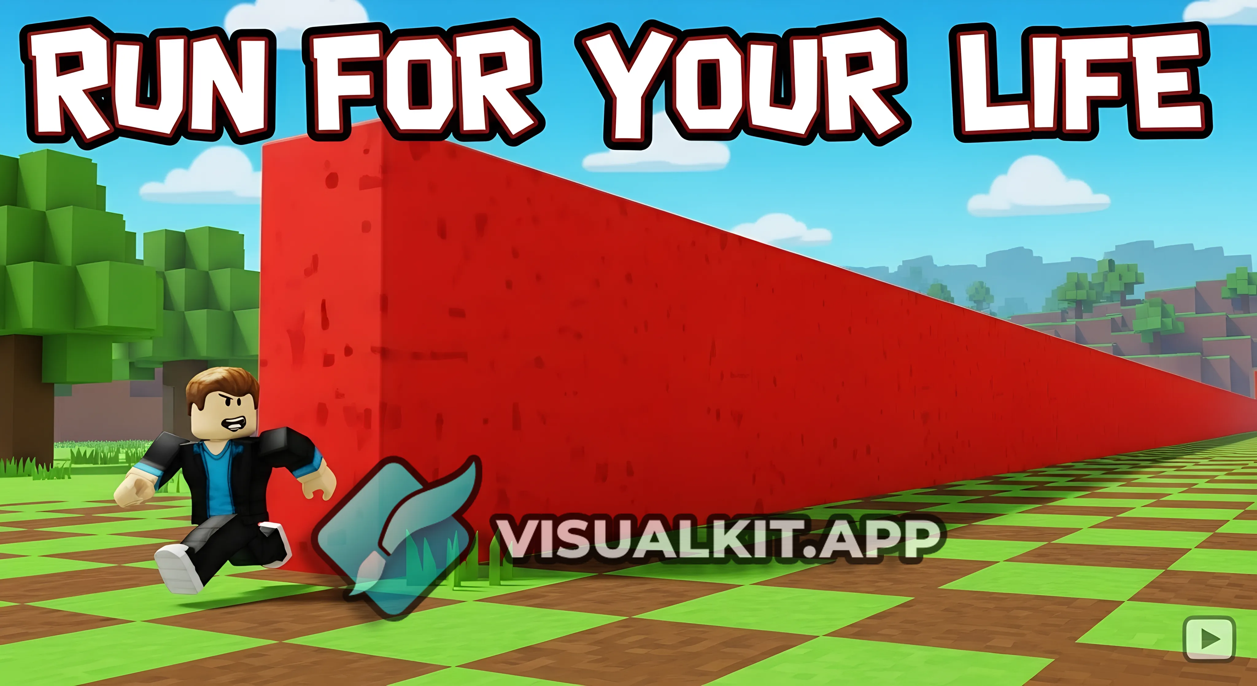 Its about playing a game. called run for your life where you have to run from a red wall thet chases