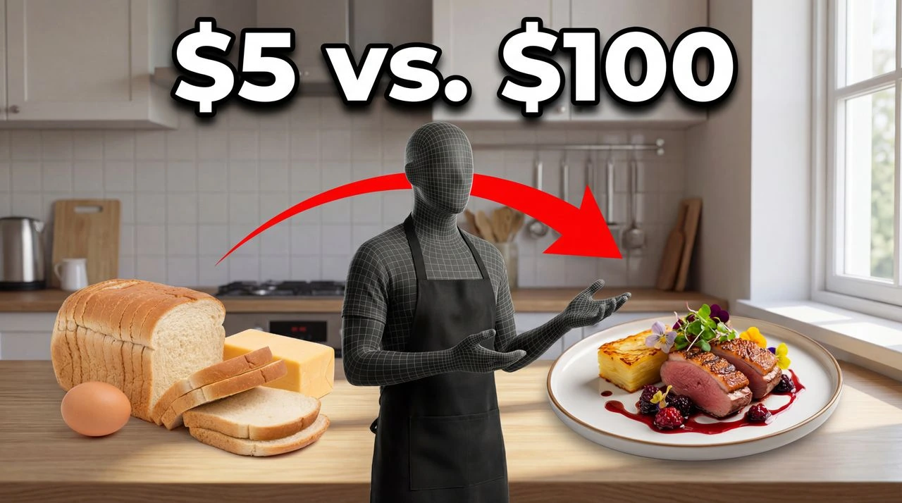 I Cooked a Michelin Star Meal Using Only $5 Ingredients - cooking thumbnail template
