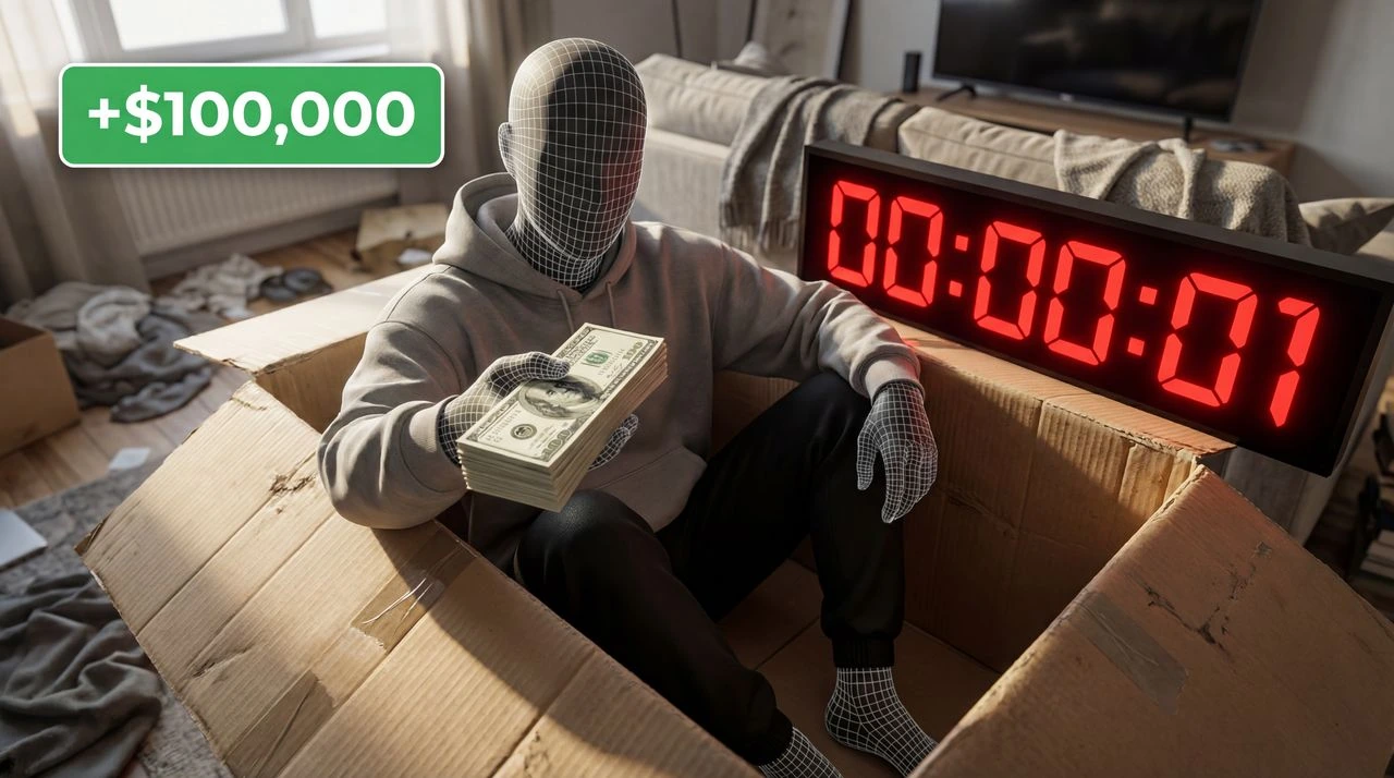 I Spent 100 Hours in a Cardboard Box for $100,000 - entertainment thumbnail template