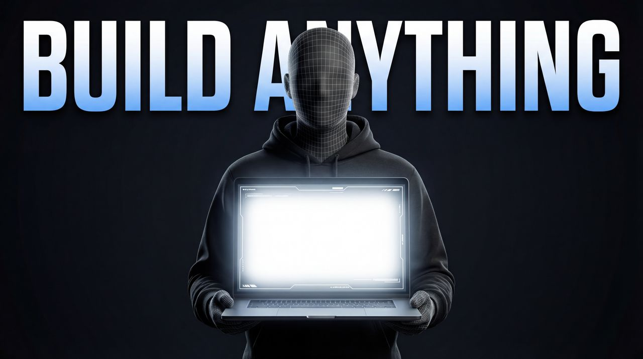 Build any app in minutes with AI - YouTube thumbnail template