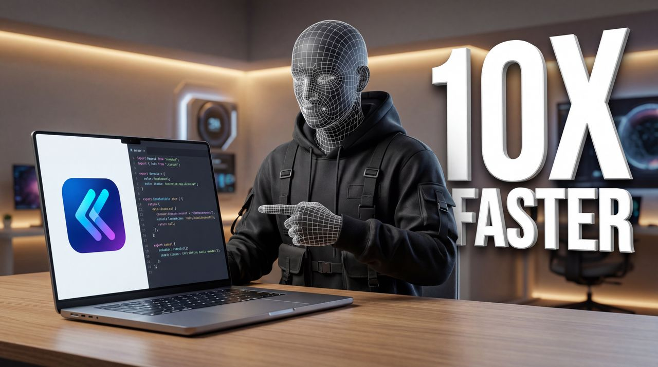 Build a SaaS app with AI in minutes - tech thumbnail template