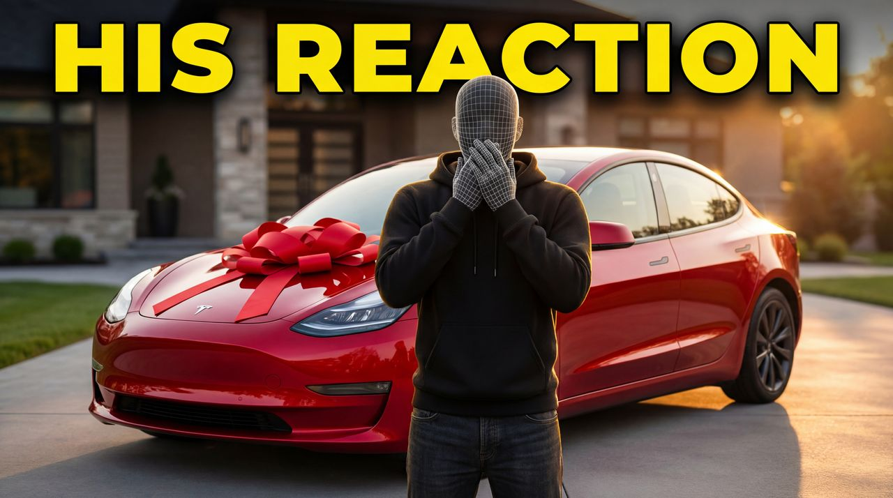 Surprising My Best Friend With Dream Tesla - entertainment thumbnail template