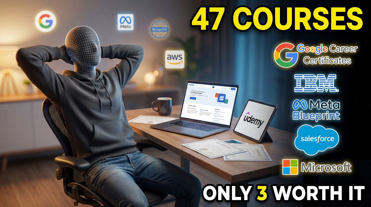 I Took 47 Online Courses - Here's What Worked - education thumbnail template