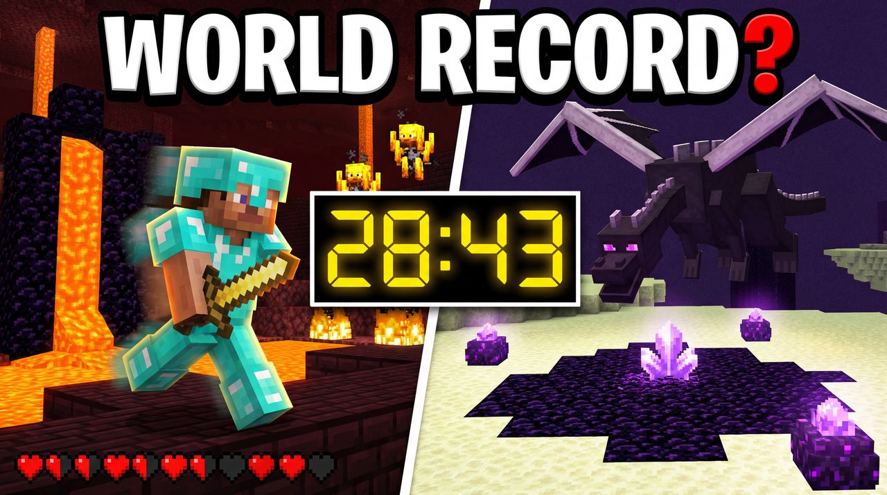 I Speedran Minecraft in HARDCORE Mode - gaming thumbnail template