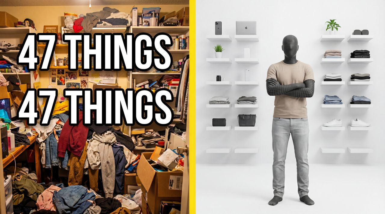 I Own 47 Things | Extreme Minimalism - YouTube thumbnail template