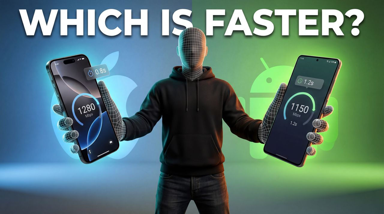 iPhone vs Android: Which Is Actually Faster? - YouTube thumbnail template