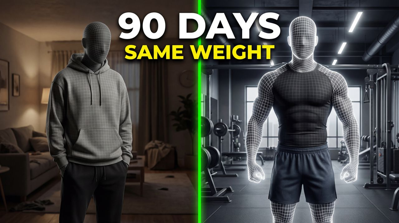90 Days: Same Weight, Different Body Composition - YouTube thumbnail template