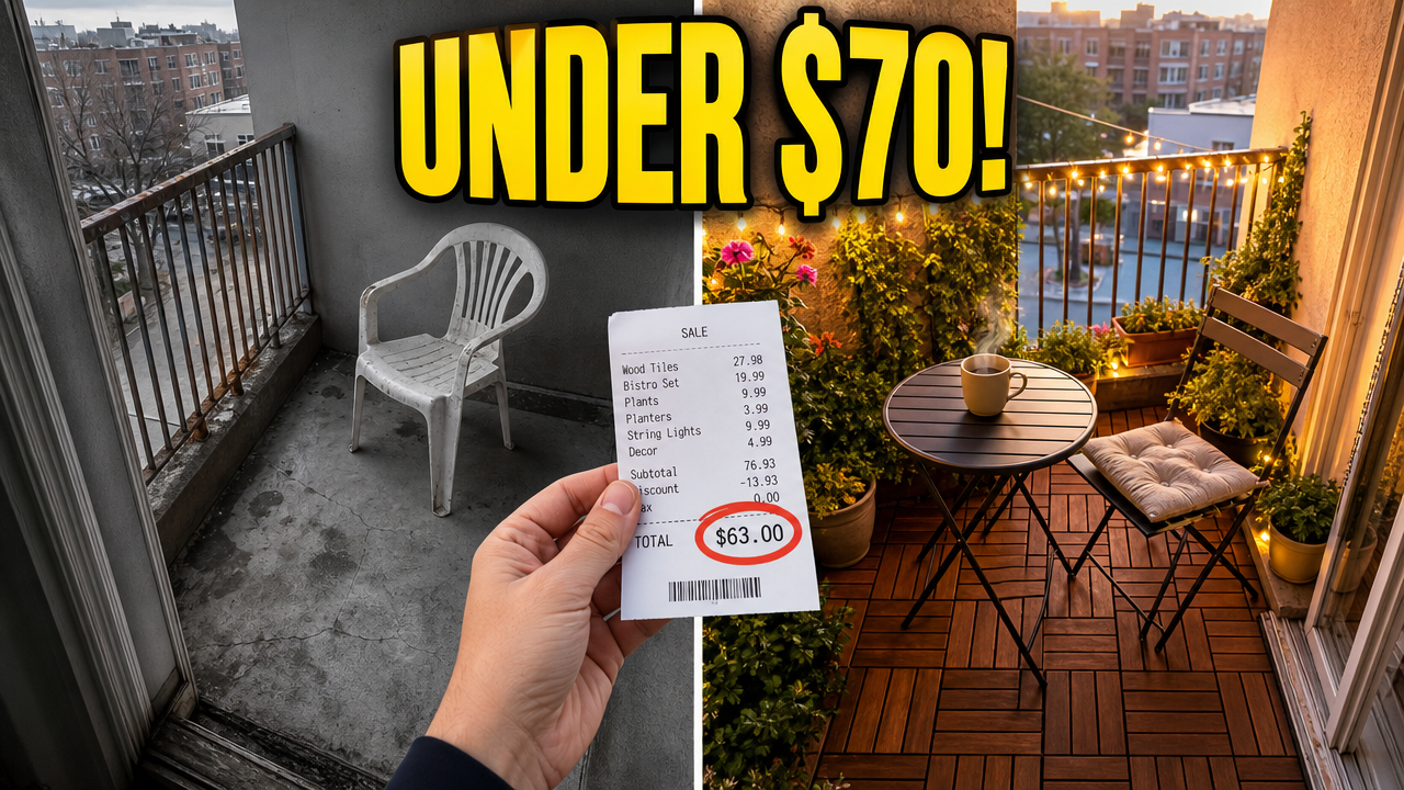 I Turned My Tiny Balcony Into a Café for $63 - YouTube thumbnail template
