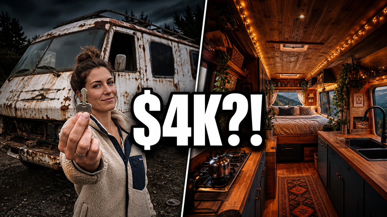 I Turned a $4,000 Camper Van Into My New Home - YouTube thumbnail template
