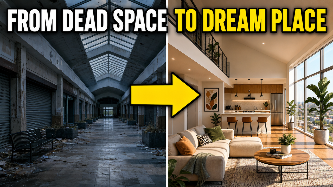 How Dead Malls Became Apartment Buildings - YouTube thumbnail template