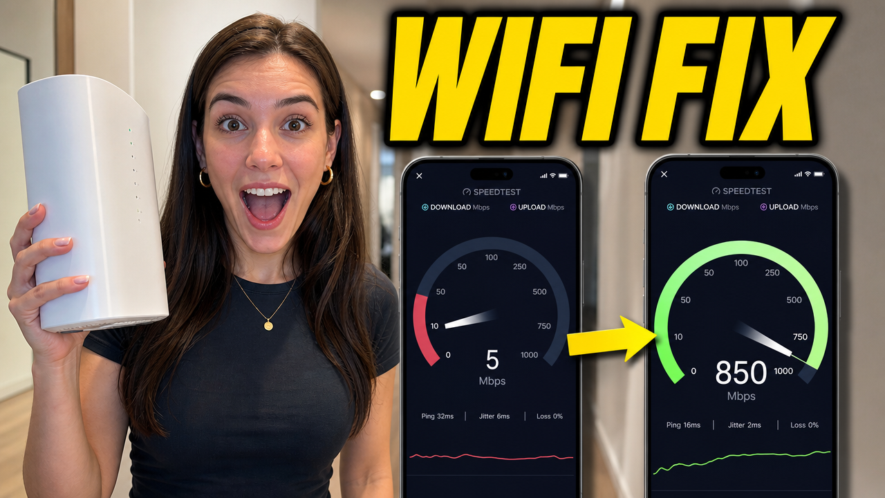I Fixed My Slow WiFi With One Router Move - YouTube thumbnail template