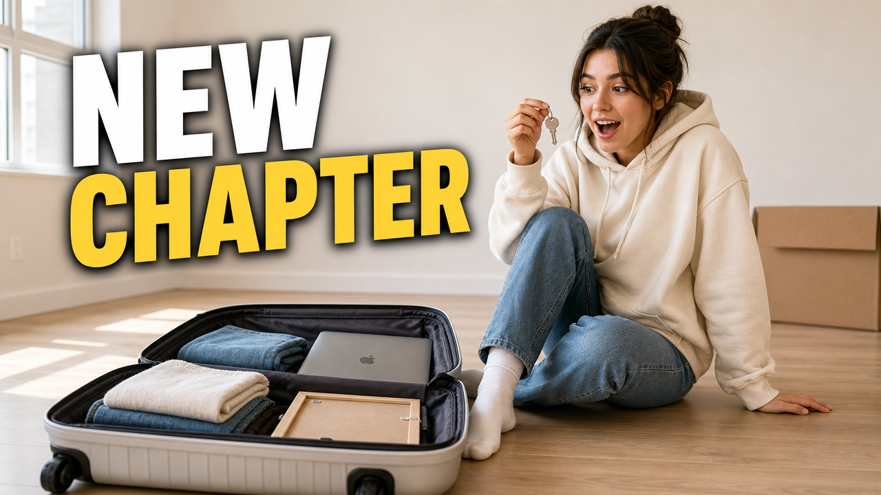 I Moved Into an Empty Apartment With One Suitcase - YouTube thumbnail template