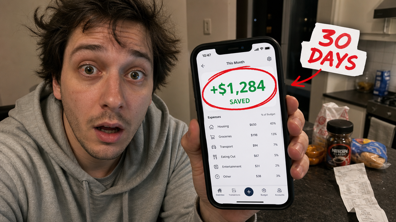 I Lived Like I Was Broke for 30 Days… Here’s What I Saved - YouTube thumbnail template