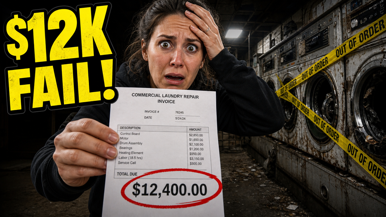 I Bought a Failing Laundromat — The First Bill Was Brutal - YouTube thumbnail template