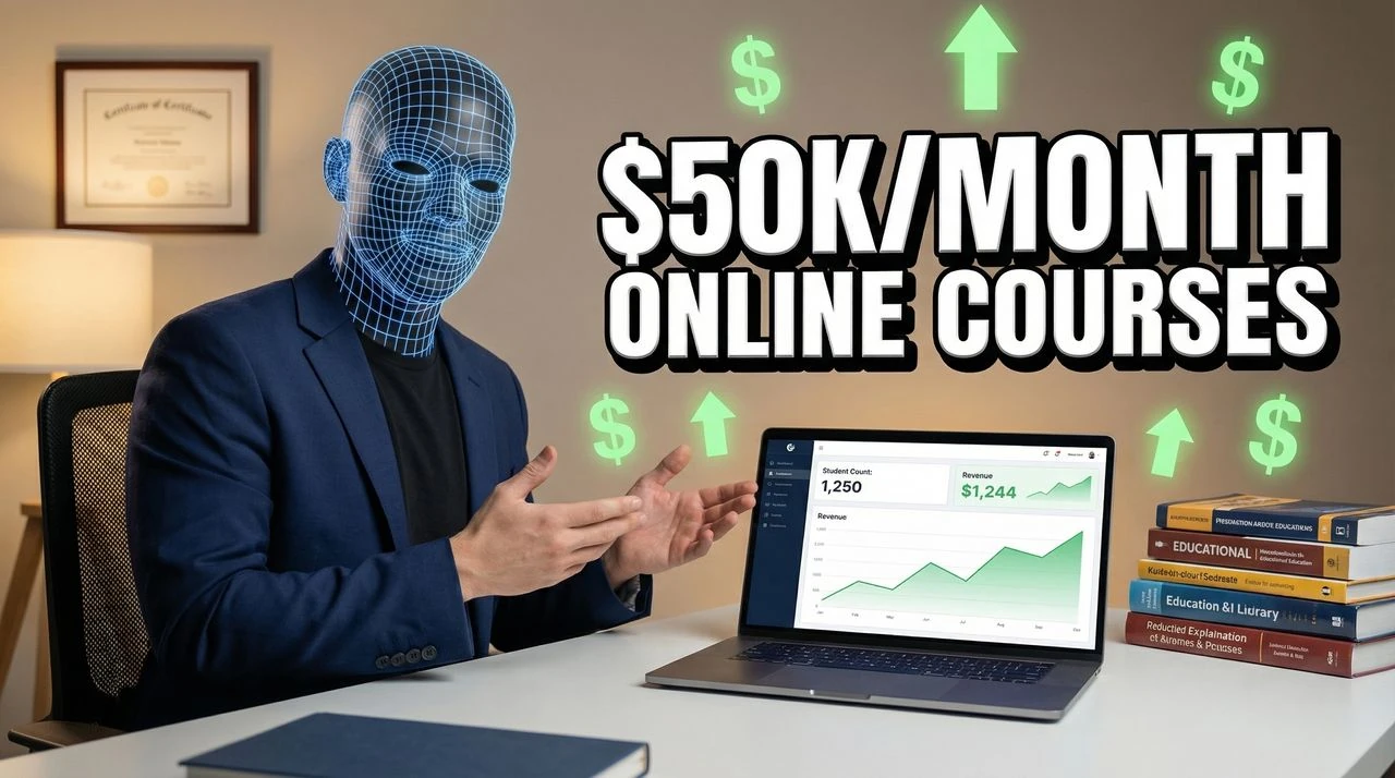 How I Built a $50K/Month Online Course From Scratch - business-education thumbnail template