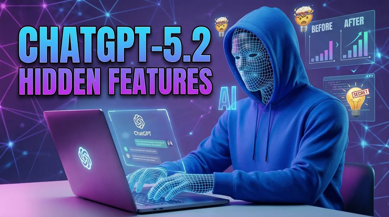 ChatGPT-5.2 Hidden Features You're Not Using - tech-tutorial thumbnail template