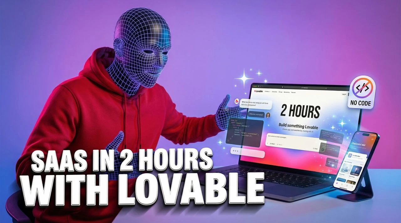 I Built a SaaS App in 2 Hours Using Lovable (No Code AI) - tech-tutorial thumbnail template