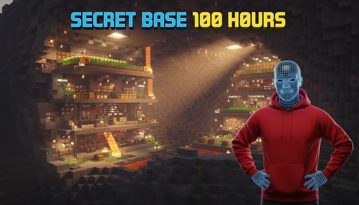 I Built a SECRET Underground Base in Minecraft  - gaming thumbnail template