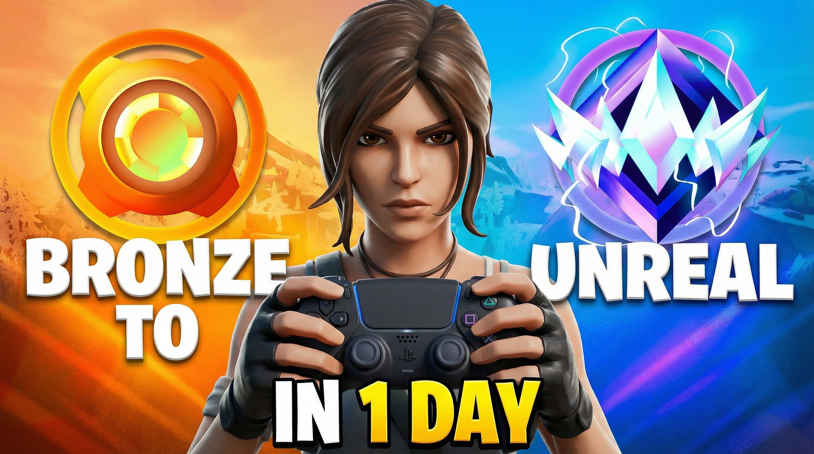 Bronze to Unreal in 1 day - gaming thumbnail template