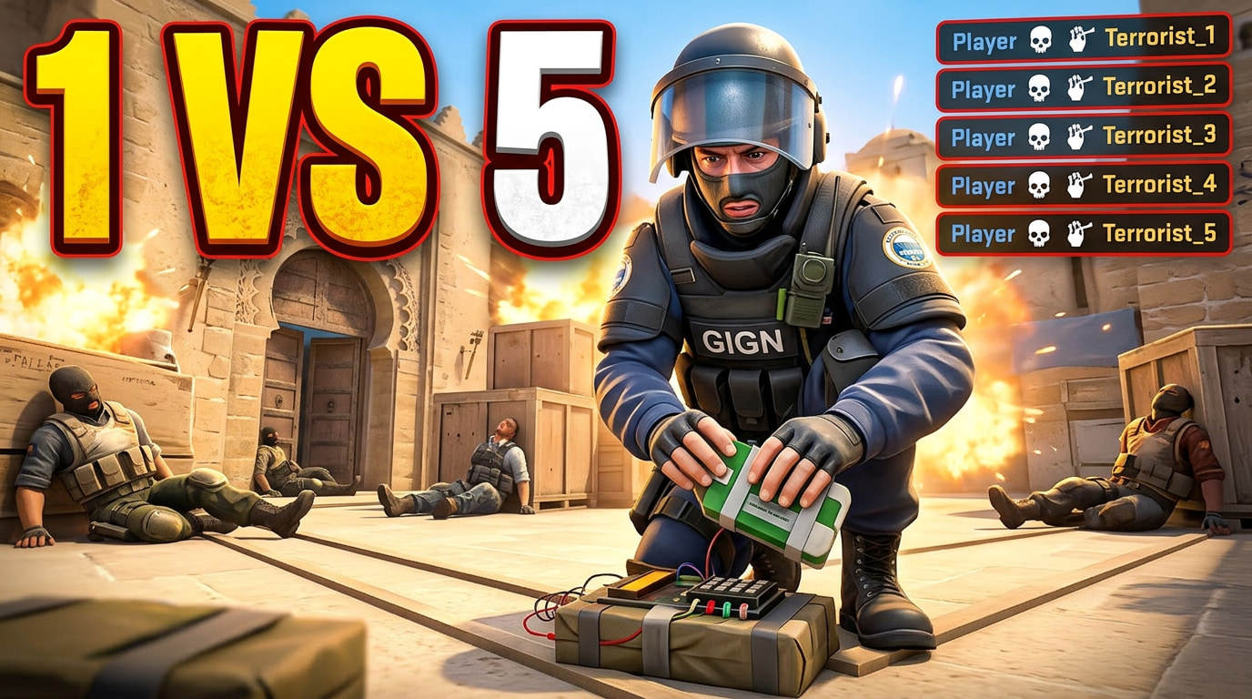 CS2 Premier: 1v5 Clutch on Mirage. - YouTube thumbnail template