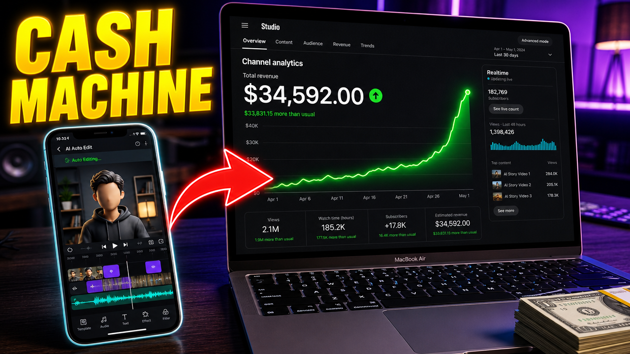 AI Editing To Print Money - YouTube thumbnail template