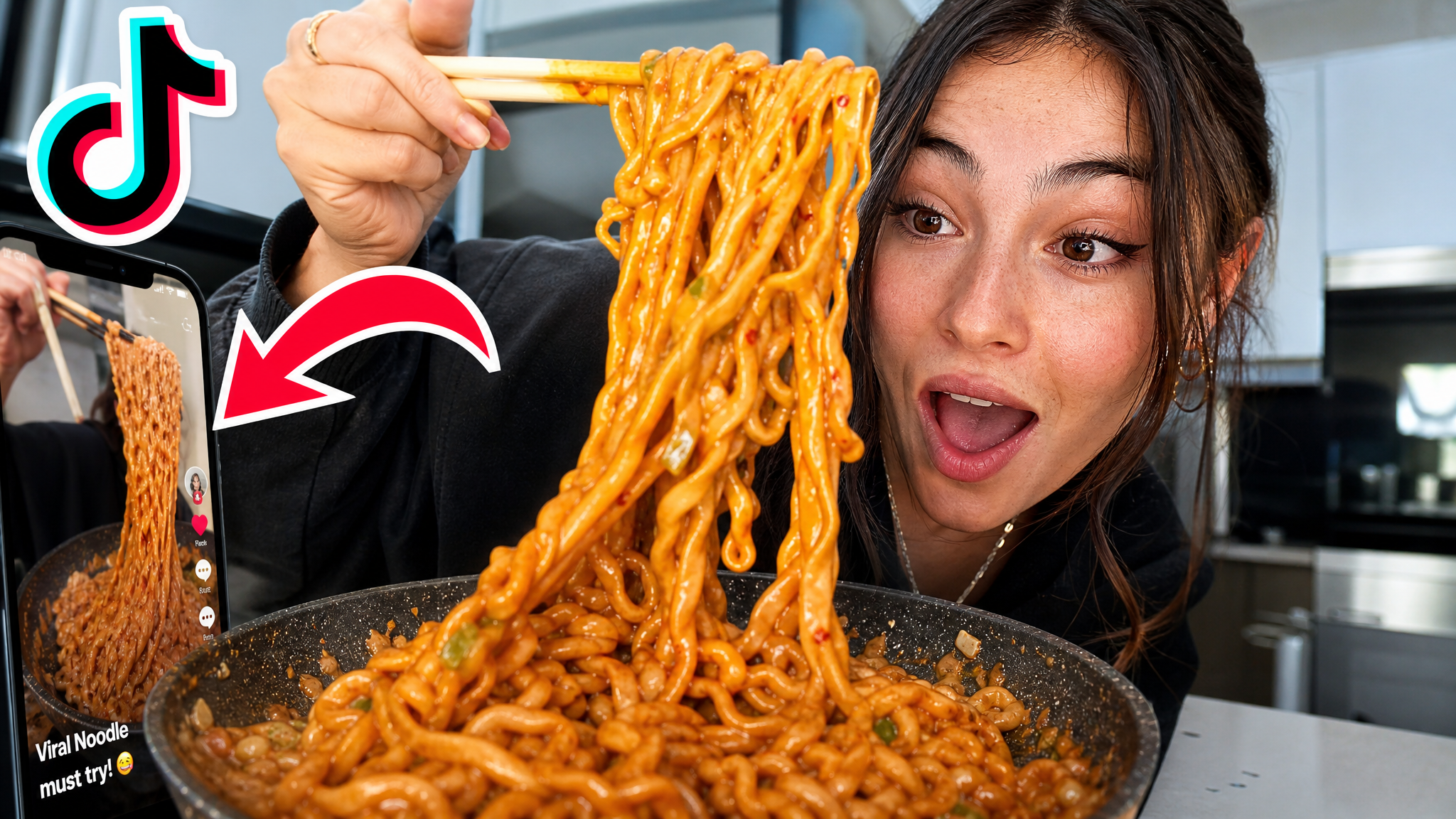 Viral TikTok Noodle Recipe - YouTube thumbnail template