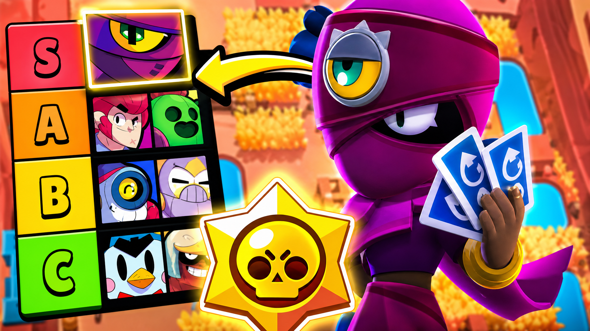 Brawl Stars thumbnail maker example for a brawler guide or showdown video
