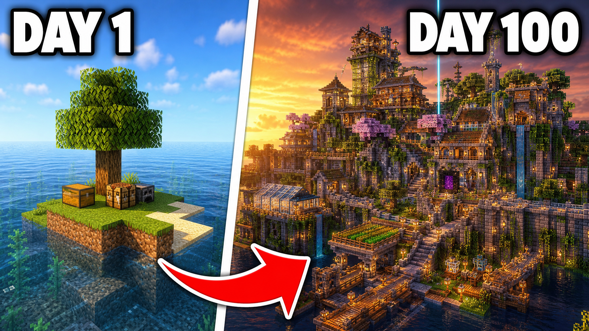 Minecraft YouTube thumbnail made with VisualKit for a hardcore survival video