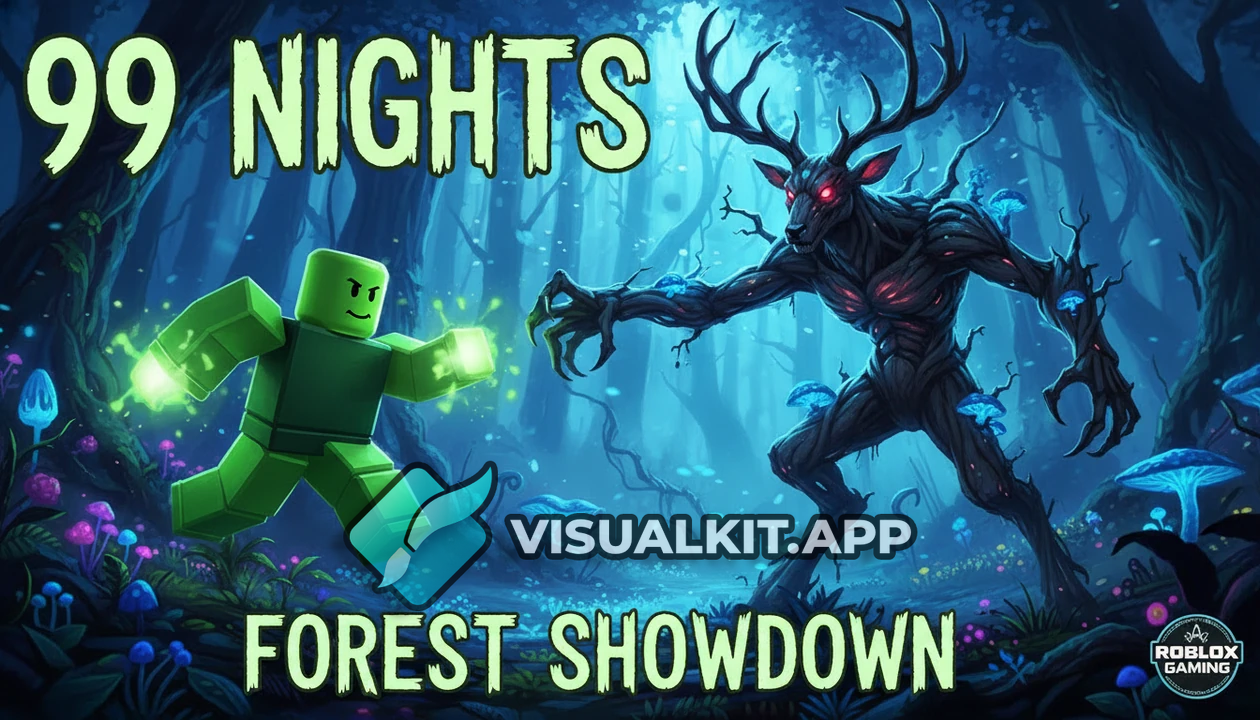 Roblox 99Nights in the Forest Thumbnail with Skin & Deer