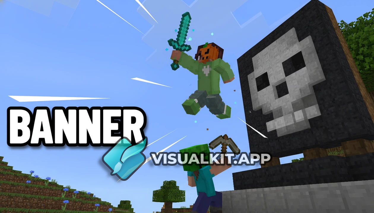 Banner - Minecraft Diamond Sword Thumbnail With Faces