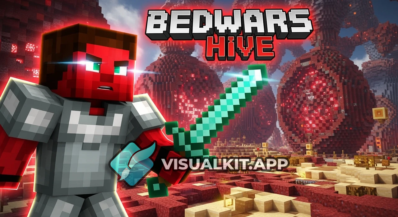 Red Steve in Iron Armor Stares Right - Hive Bedwars Epic