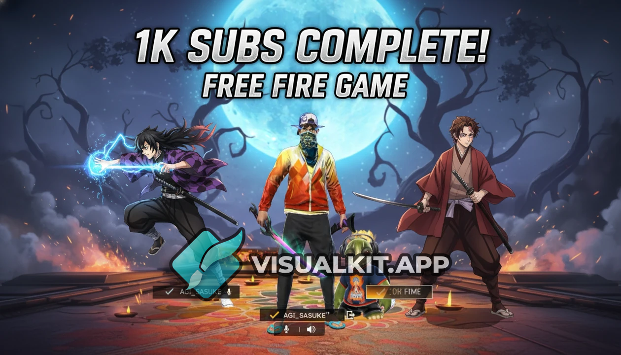 Free Fire 1K Subscribe Celebration — Anime Characters, Cool BG