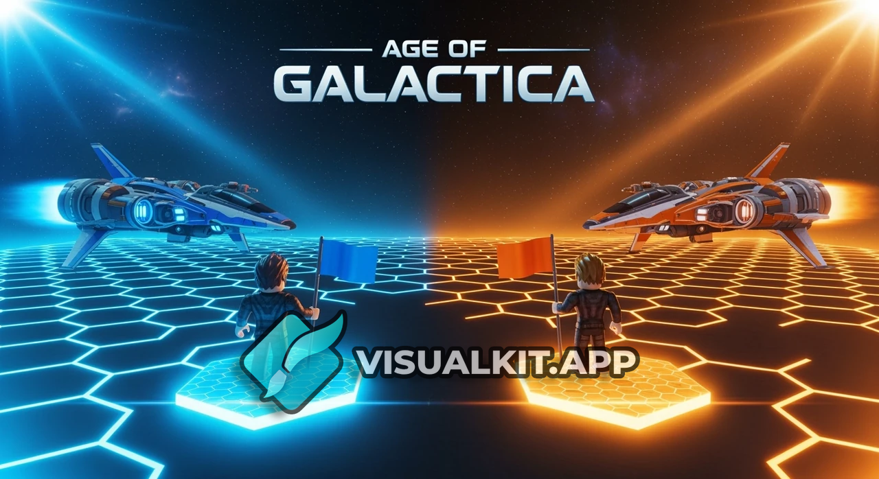 Age of Galactica - Split-Screen Players on Glowing Hex Planets