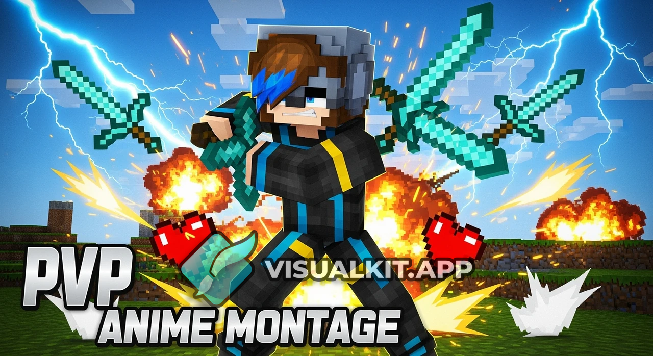 Minecraft PvP Anime Montage — Skin nera con dettagli blu/giallo