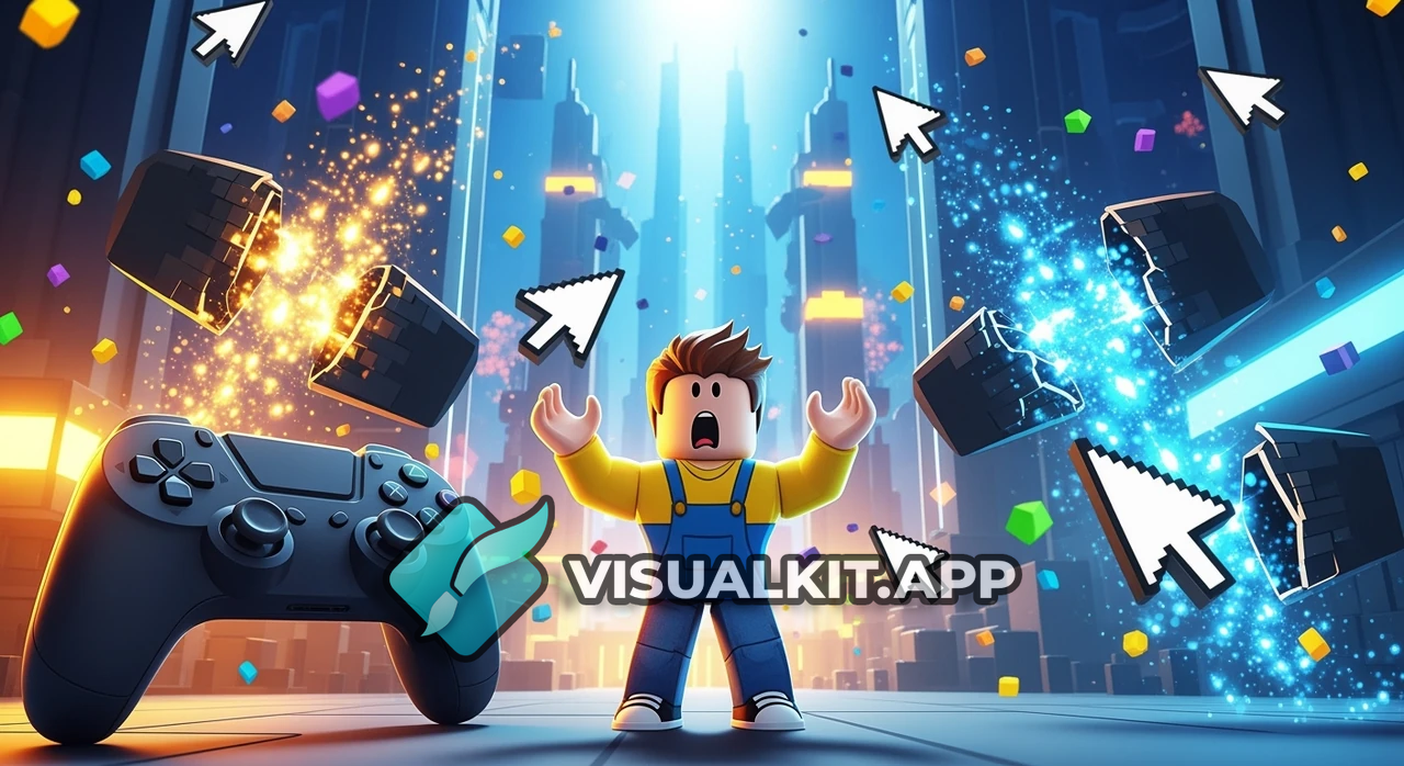 Roblox Clicking Simulator Thumbnail – Broken Cursors, Shocked Noob