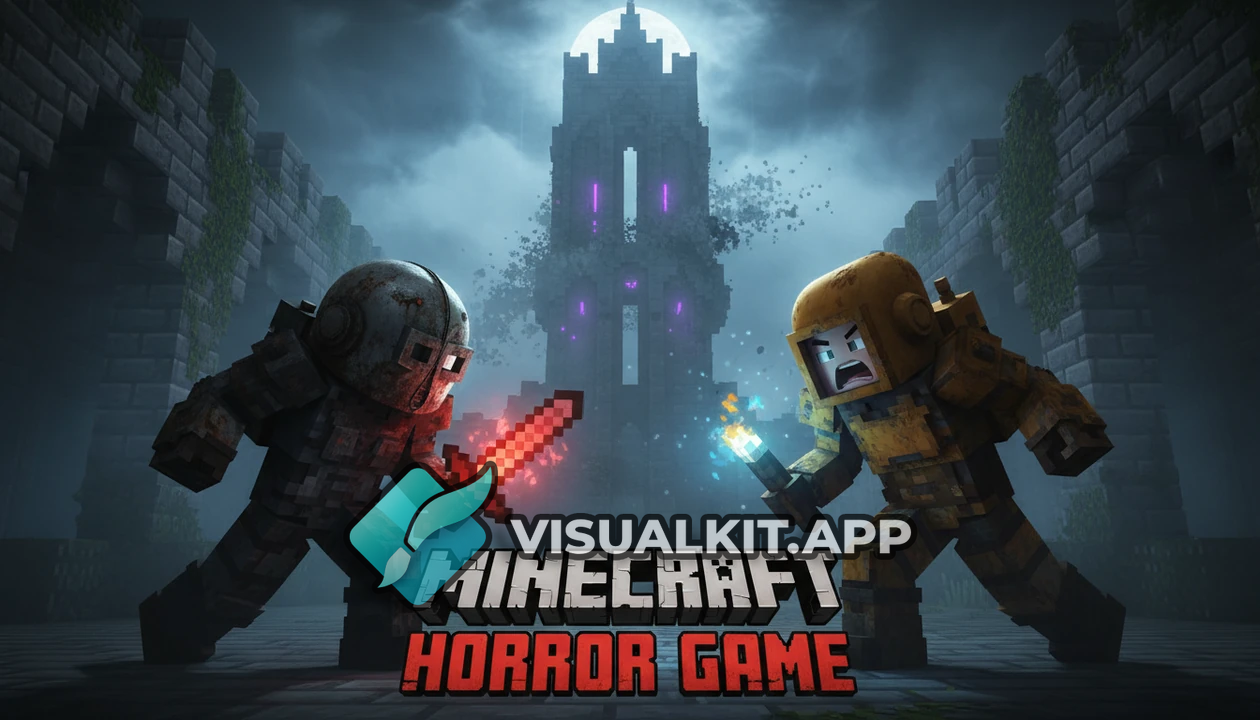 Minecraft horror game: Creepy mansion, player screams at red moon