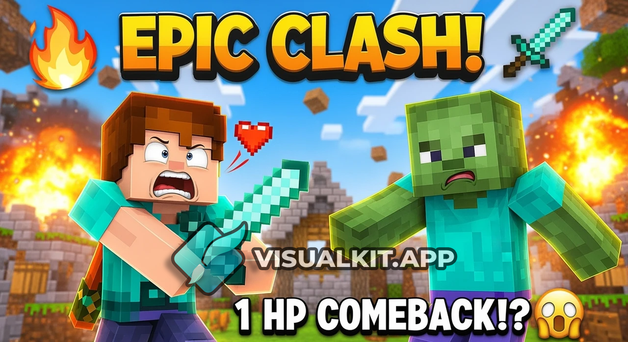Minecraft EPIC CLASH! 1 HP COMEBACK?! Funny PvP Moment