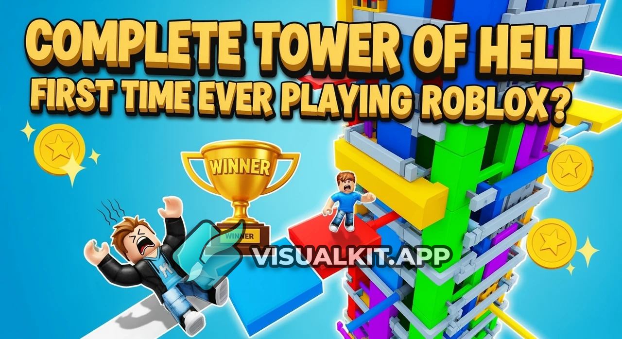 Roblox Tower of Hell Thumbnail - Falling Avatar, Funny Face
