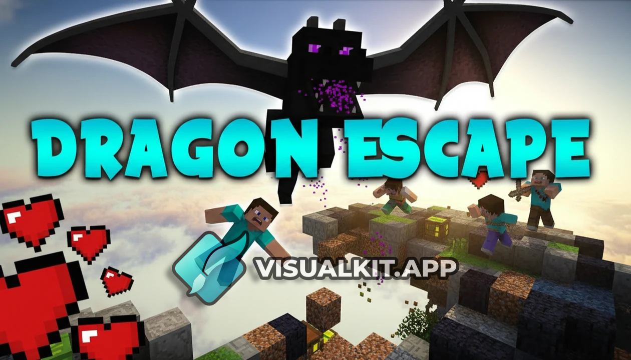 Minecraft Dragon Escape - Ender Dragon, Blocks & Heart HUD