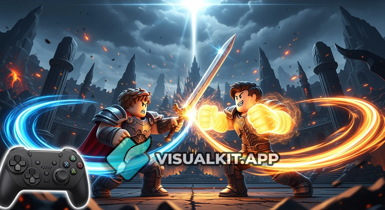 Hey AI: Roblox Blades of Destiny Thumbnail — Sword vs Fists