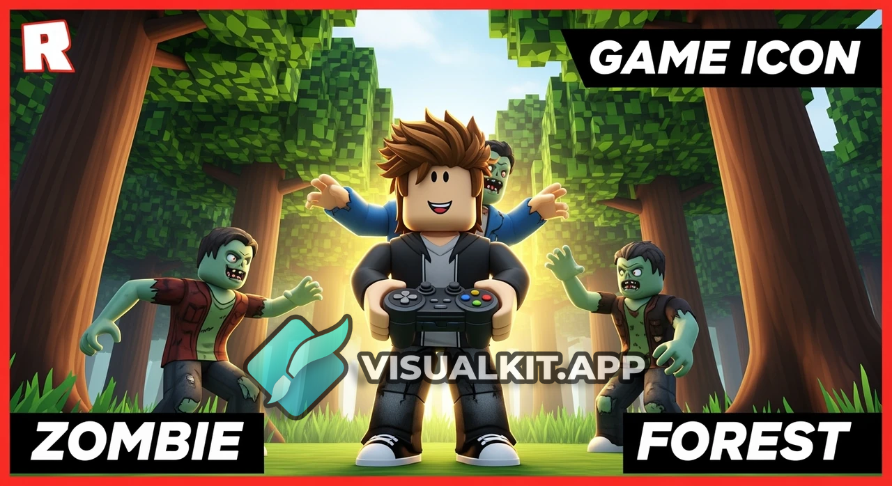 Make a Roblox Game Icon - 3 Zombies Around Player in Forest