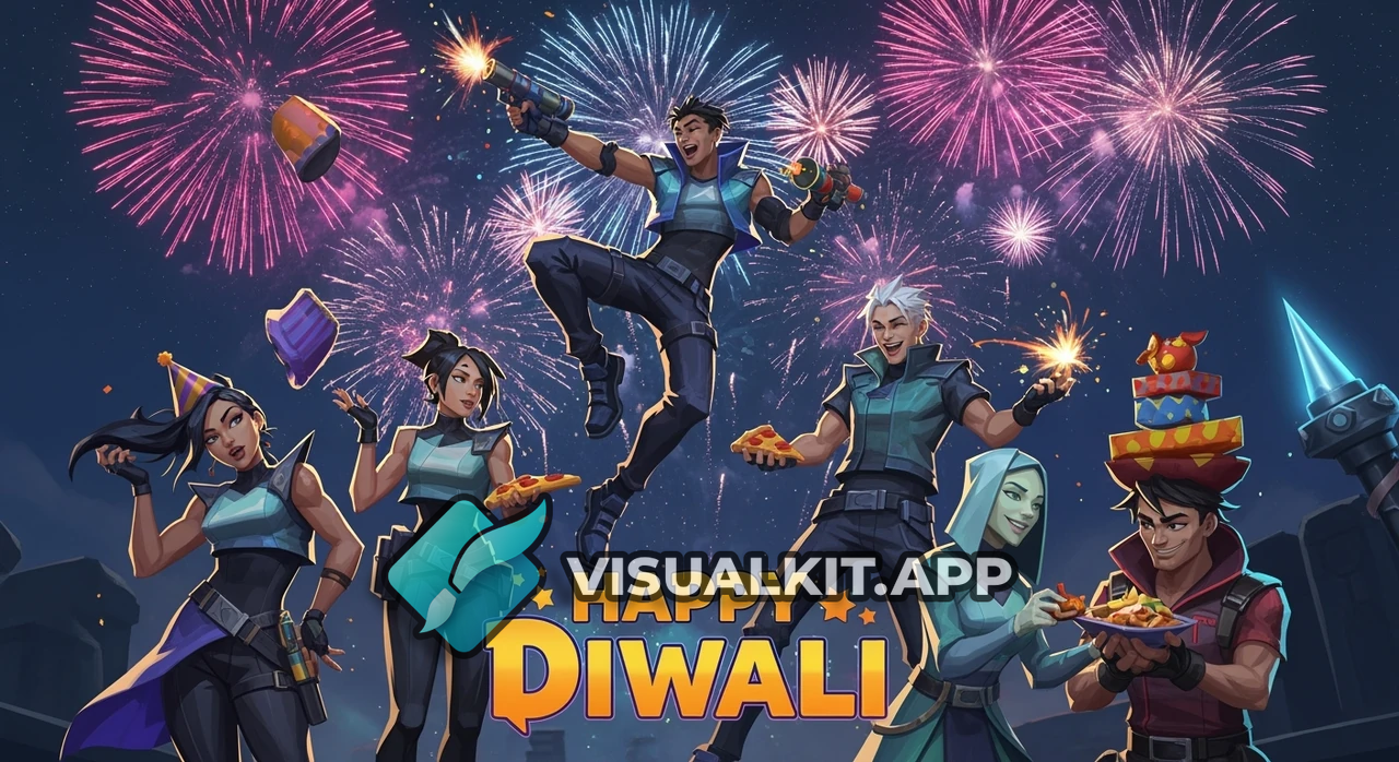 Valorant Agents Partying with Fireworks & 'Happy Diwali'