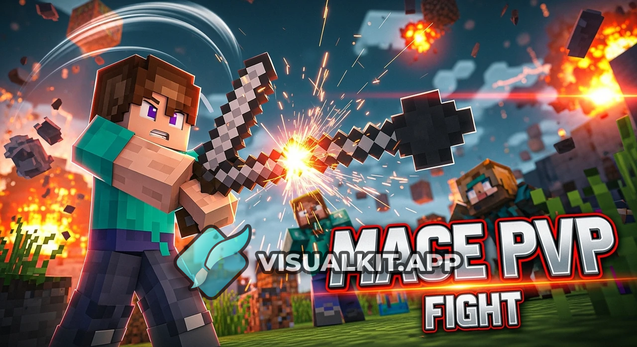 Minecraft Mace PvP Fight — Intense Pixel Combat Thumbnail