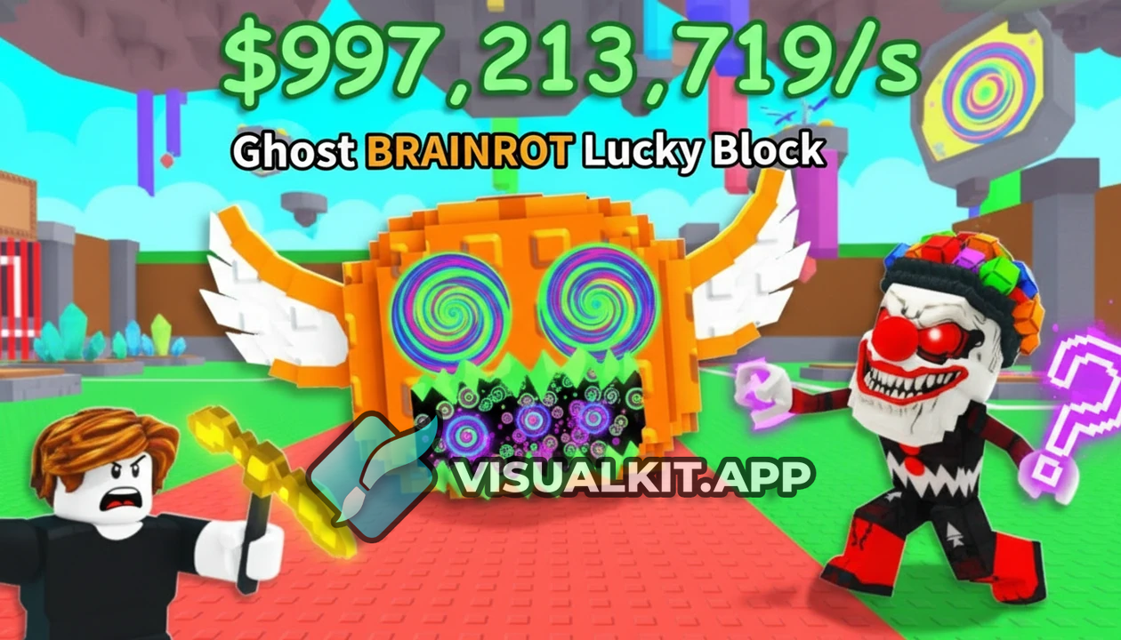 Exactly like this but change the pumpkin to a ghost brainrot - Roblox
