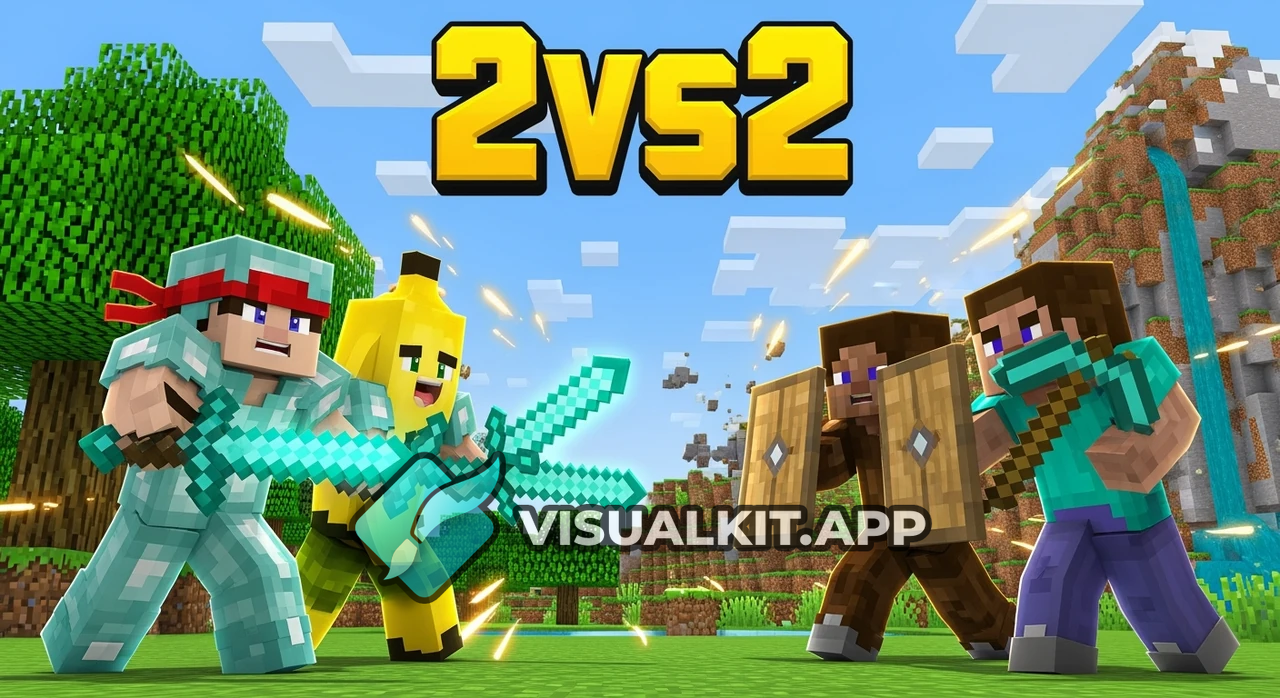 Minecraft 2vs2: Kuno en Peely vs Default Skins | Intense PvP