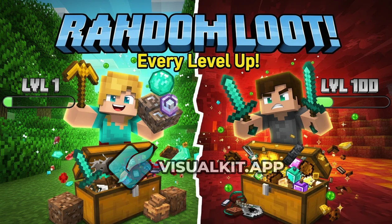 Minecraft: Random Loot Every Level-Up — Eye-Catching Thumbnail