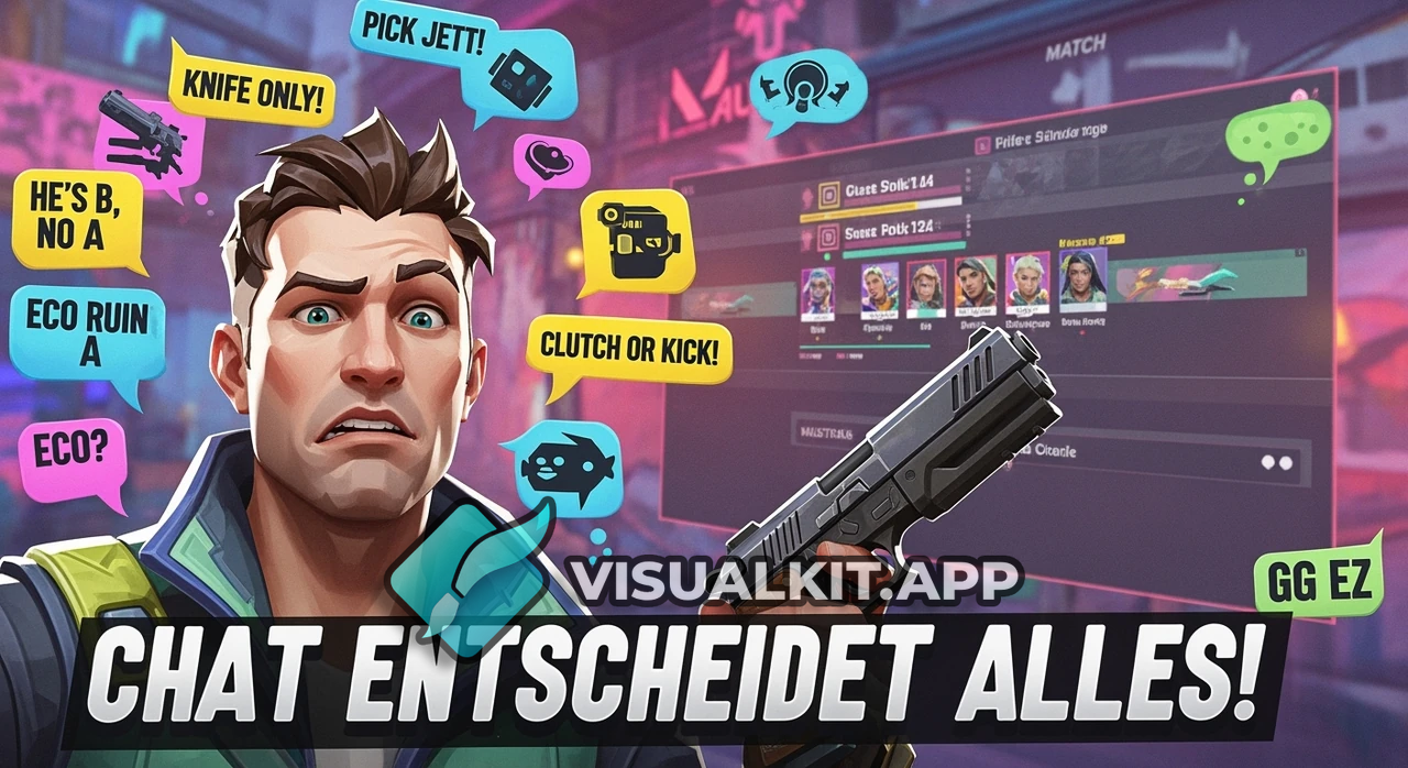 Brimstone surrounded by chat bubbles — CHAT ENTSCHEIDET ALLES!