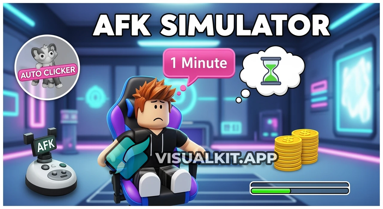 Roblox AFK Simulator: Noob Sitting in Chair with '1m' Text