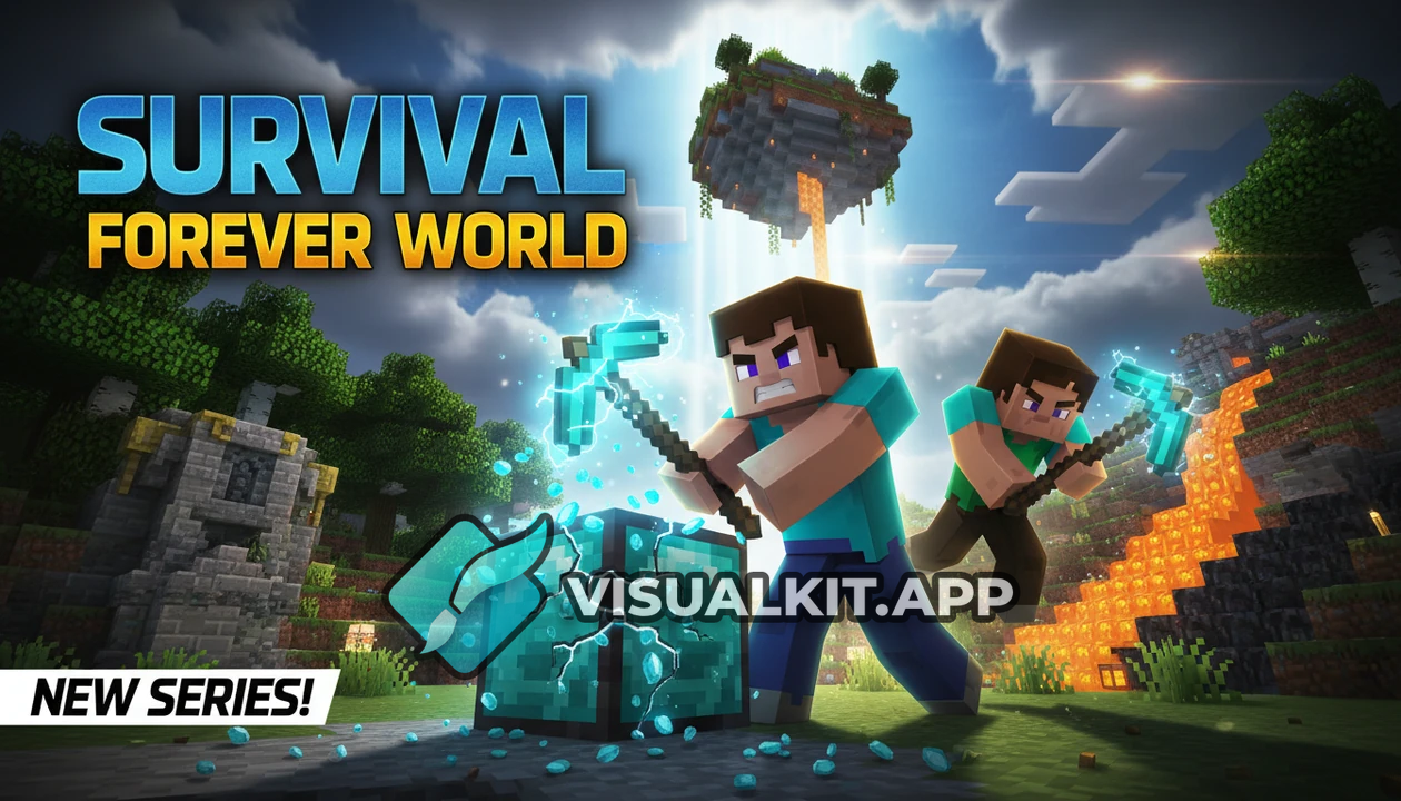 Minecraft Survival Forever World — Cinematic Diamond Pickaxe