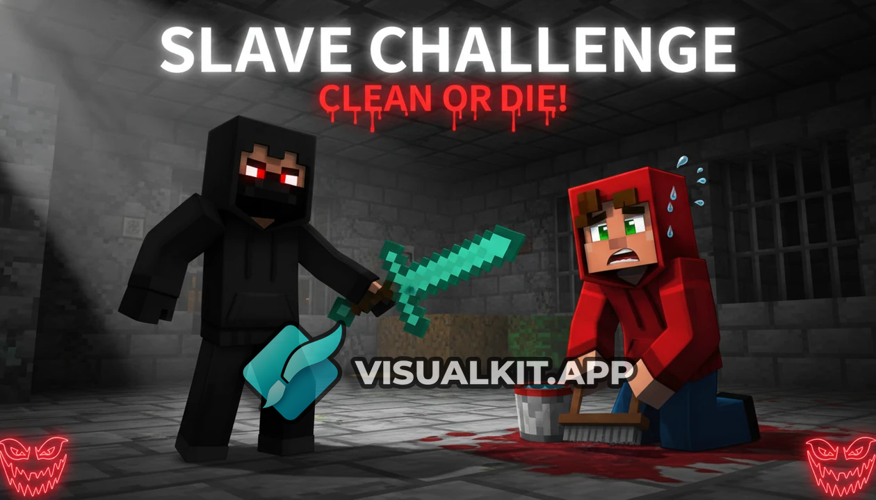 Minecraft Thumbnail - Black-Mask Points Sword at Red-Hoodie Cleaner